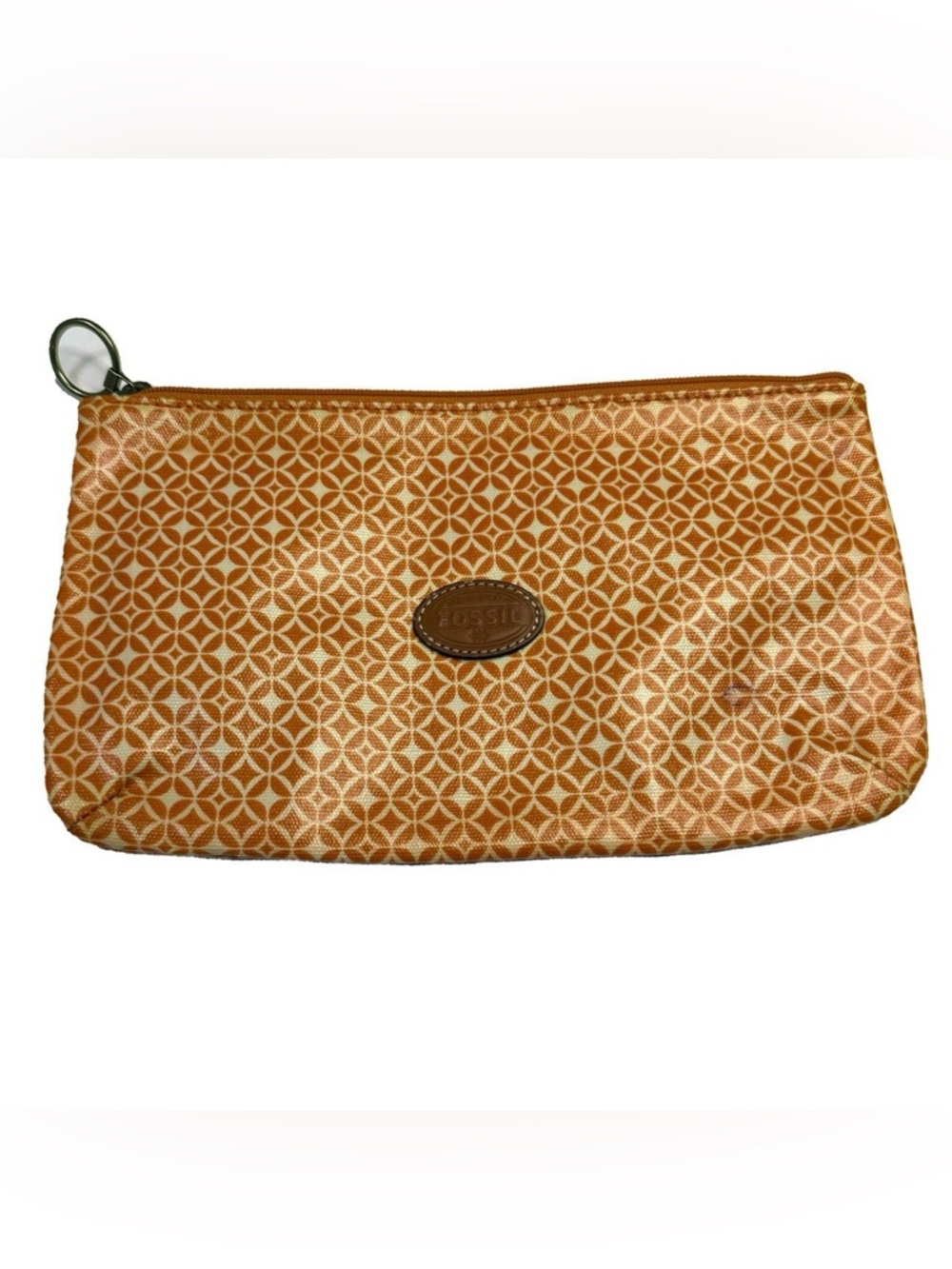 Burnt Orange Geometric Zip Pouch Wristlet Y2K Vintage Fossil